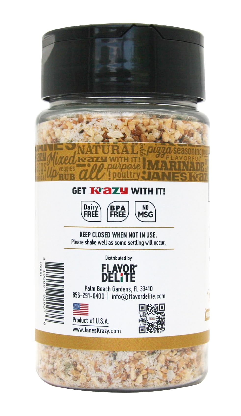 Jane's Krazy Spice Rack jar highlights chunky seasoning ideal for meats