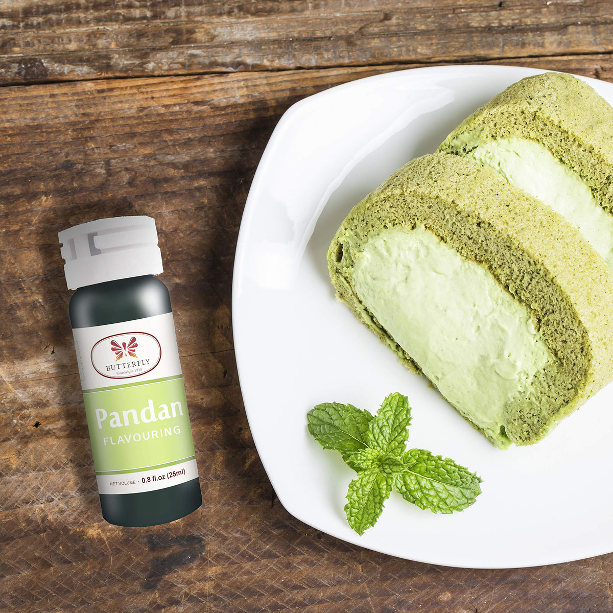 Pandan dessert idea with Jans butterfly paste for aroma and color