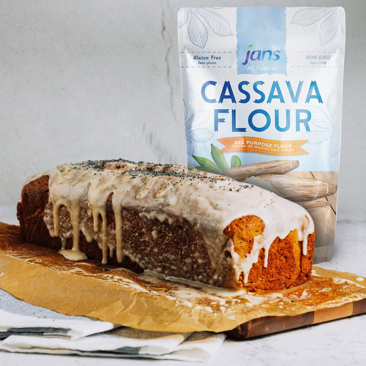 Jans Cassava Flour dough in a bowl demonstrates versatile all-purpose use.