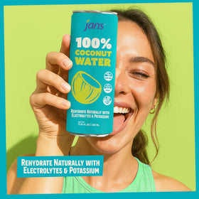 Jans coconut water can with lime for a refreshing serve