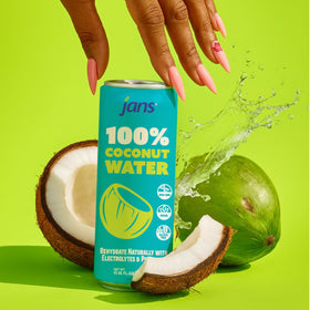 Jans coconut water in gym bag ready for workouts
