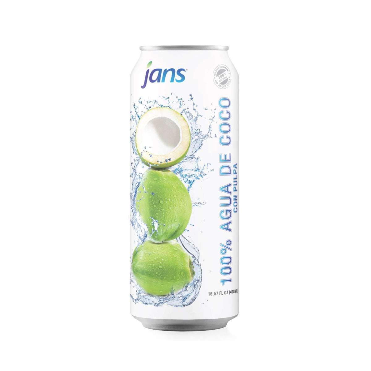 Jans coconut water with pulp on kitchen counter ready to hydrate anytime.