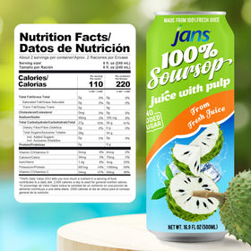 JANS Soursop juice bottle pour, showcasing exotic flavor and texture.