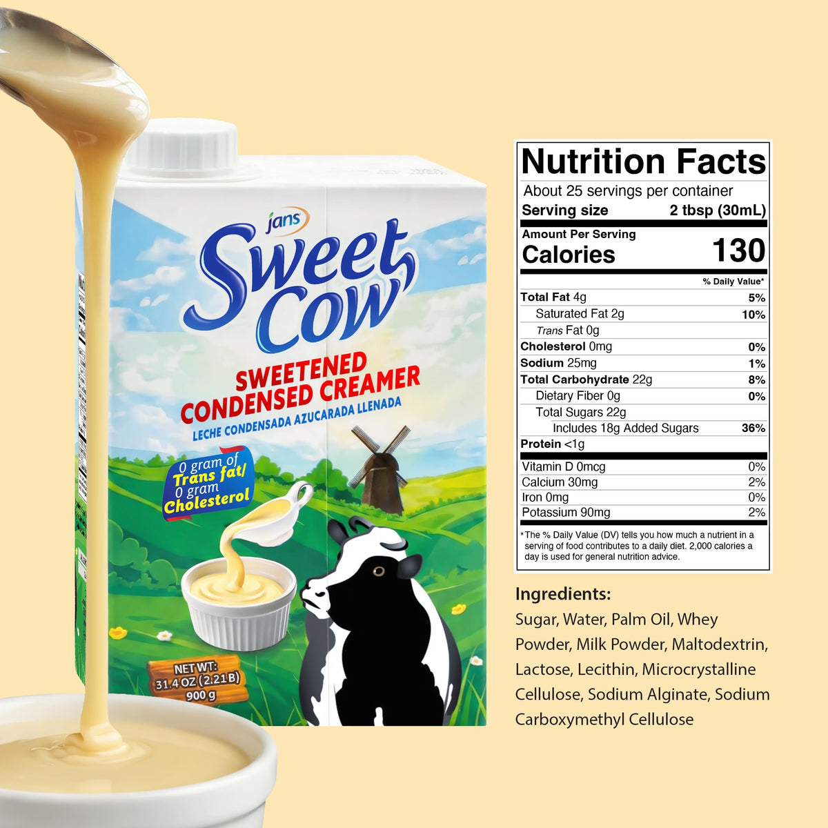 Jans Sweet Cow condensed milk used as a smooth coffee creamer