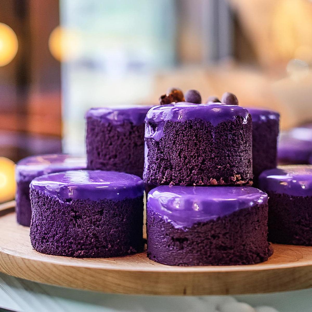 Jans Ube Condensed Milk dessert topping being poured over dessert