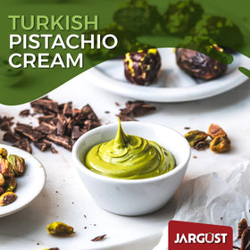 Jargust pistachio cream used in ice cream swirls for a nutty twist.