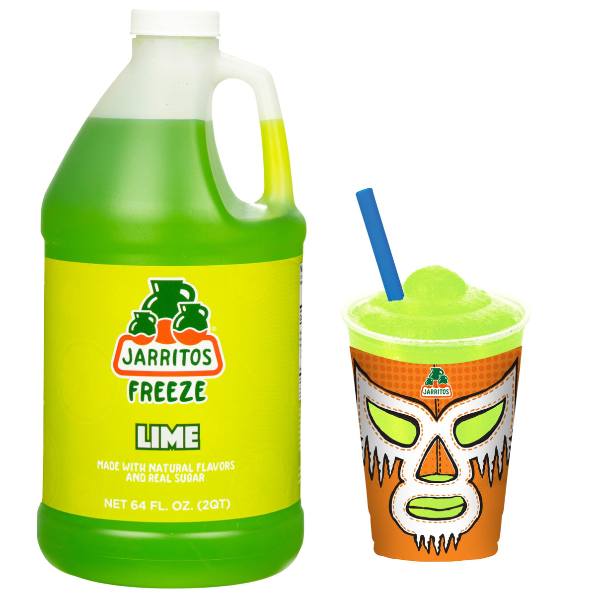 Jarritos Freeze Lime bottle being poured, ideal for refreshing frozen beverages in cafes and venues.