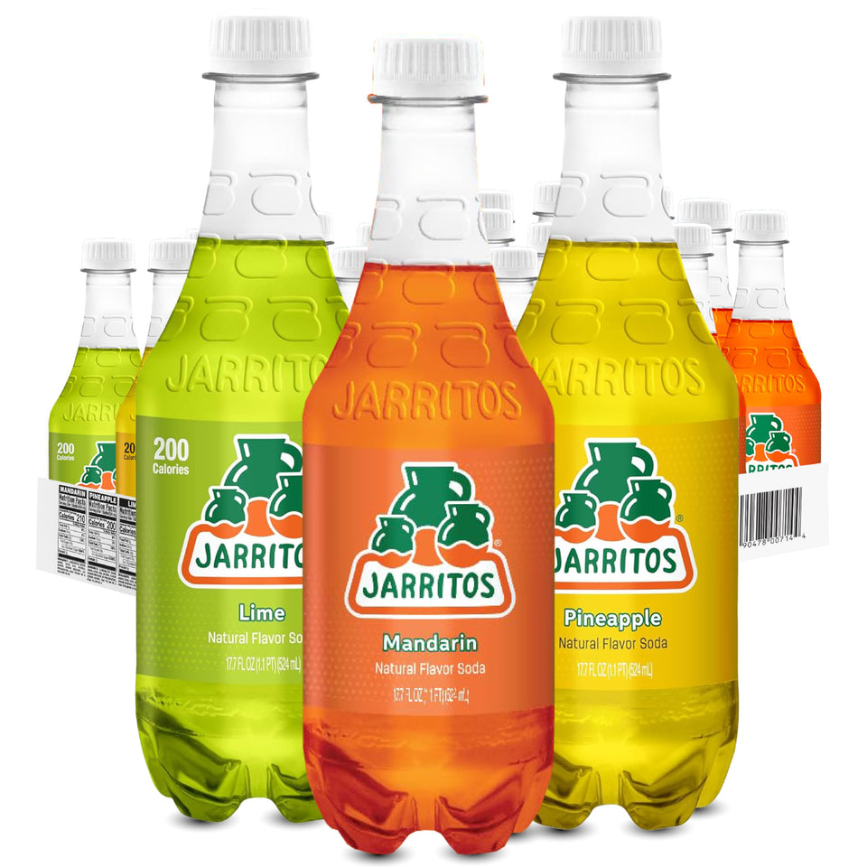 Jarritos Mandarin bottles from the variety pack, party-ready flavor and color