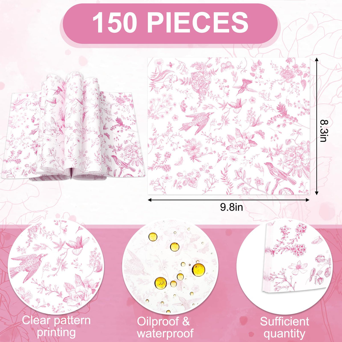 JarThenaAMCS bird-butterfly design wax paper enhances presentation while protecting food