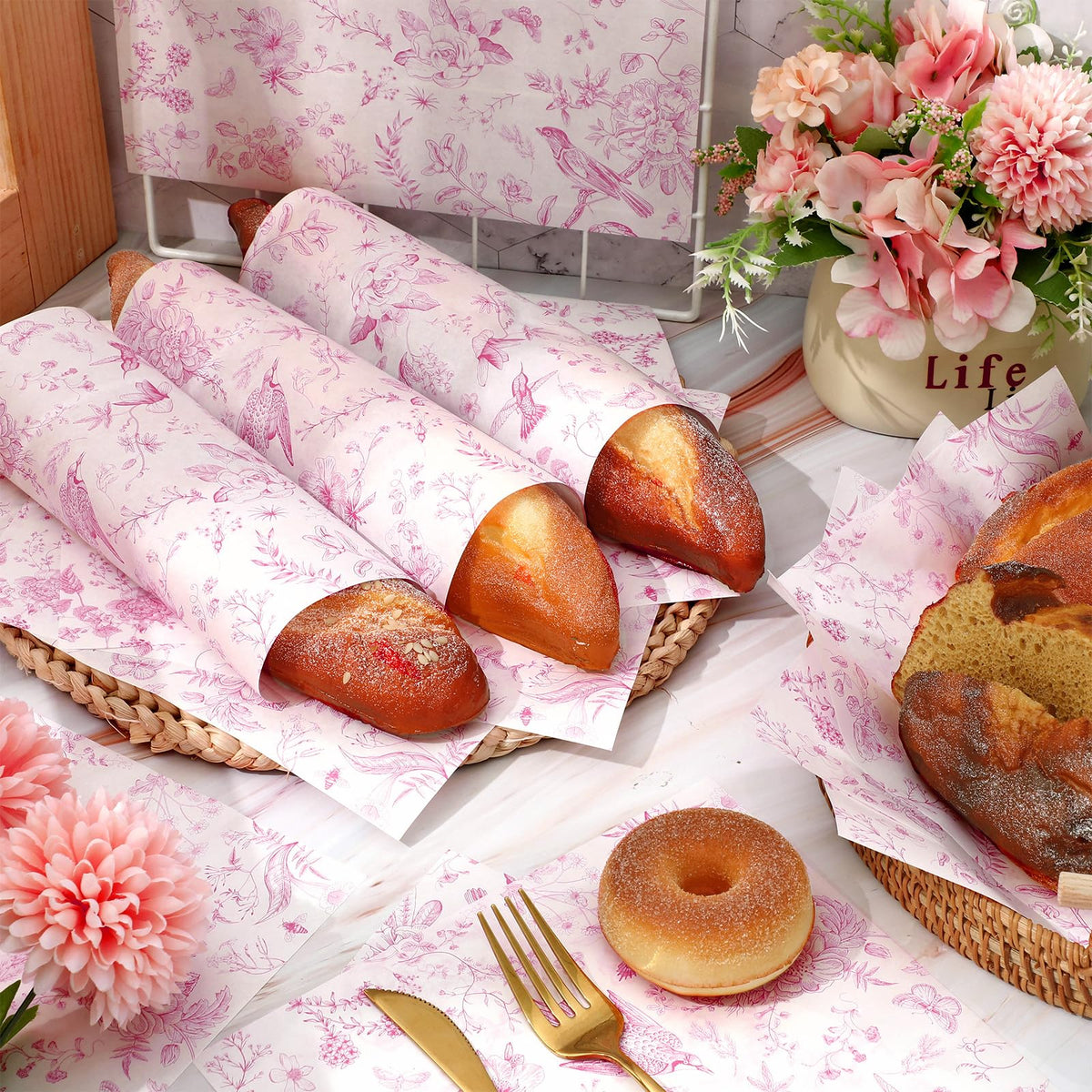 JarThenaAMCS deli wrap wax paper sized 9.8 x 8.3 inches for sandwiches and snacks