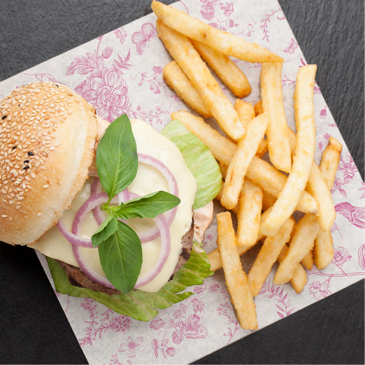 JarThenaAMCS picnic liner wax paper adds decorative flair for outdoor meals