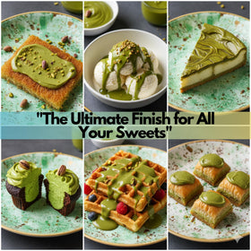 Jatisse Pistachio Cream as dessert topping for cakes and pastries.
