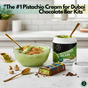 Open packaging of Jatisse Pistachio Cream in a bulk tub.