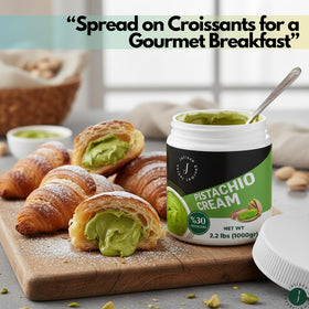 Jatisse Pistachio Cream spread on pastry, bakery-ready indulgence.