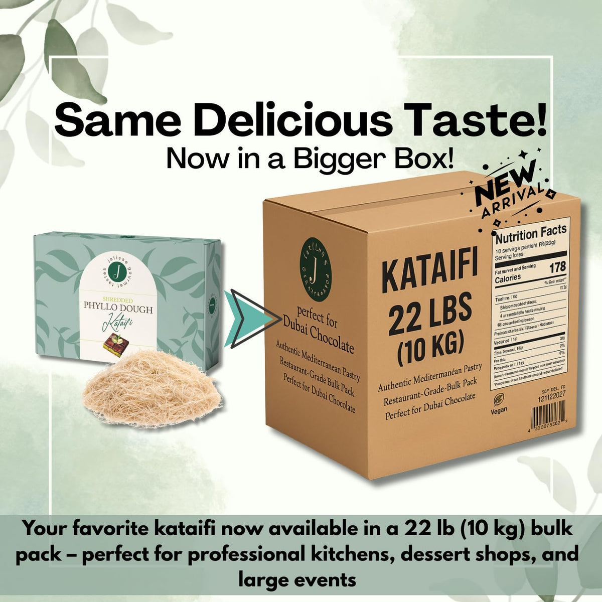 Jatisse pre-toasted kadayif with golden crisp texture for ready-to-fill desserts.