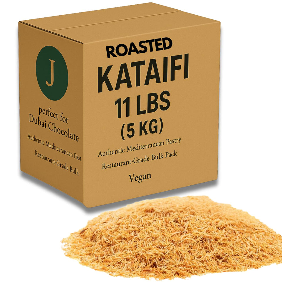 Jatisse roasted kataifi bulk pack ready for bakery-scale prep.