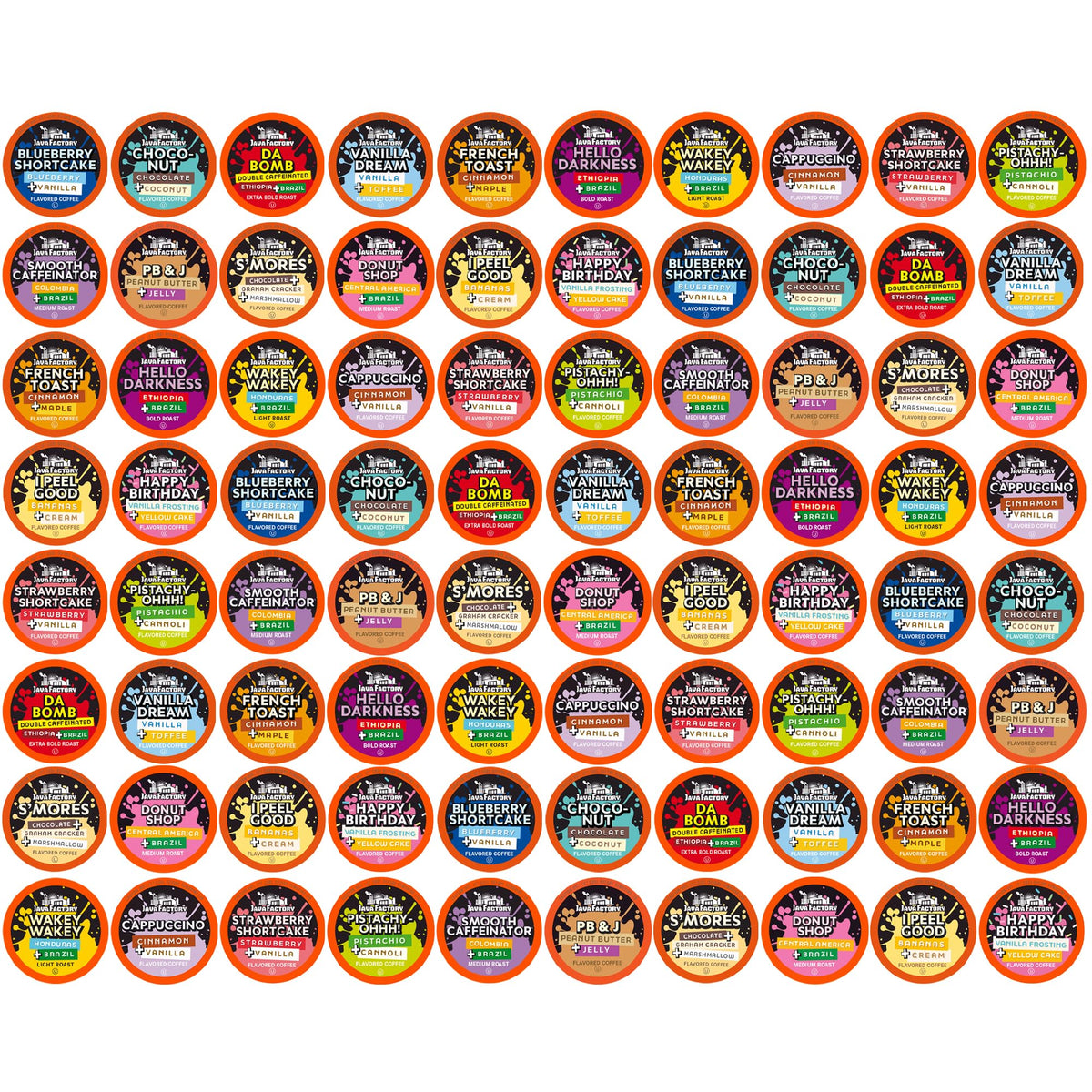 Java Factory assorted variety pack box with multiple flavors for at-home tasting