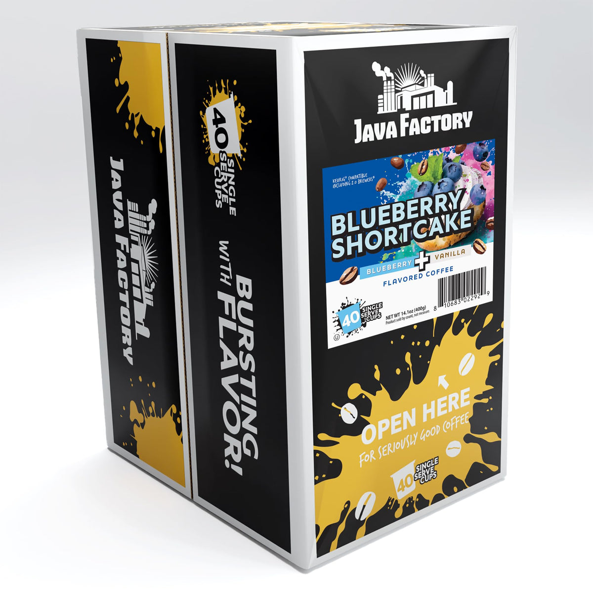 Java Factory Blueberry Shortcake cup after brew with inviting aroma.