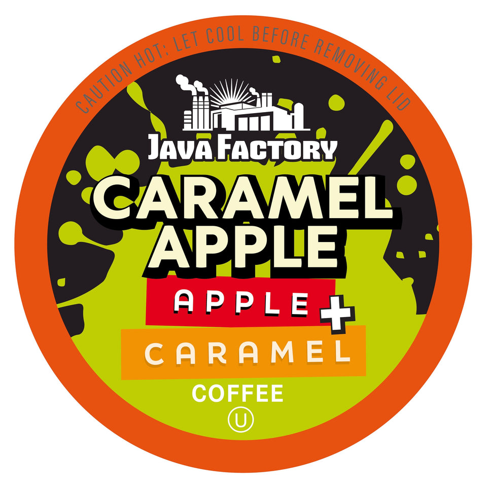 Java Factory caramel apple coffee pod, sugar-free indulgence for K-Cup brewers.
