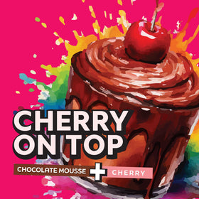 Java Factory Cherry On Top cherries swirl illustration for fruity, no-added-sugar flavor.