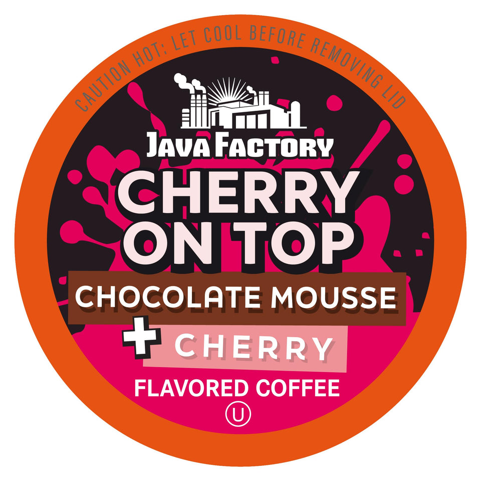 Java Factory Cherry On Top pod for quick, mess-free single-serve brewing.