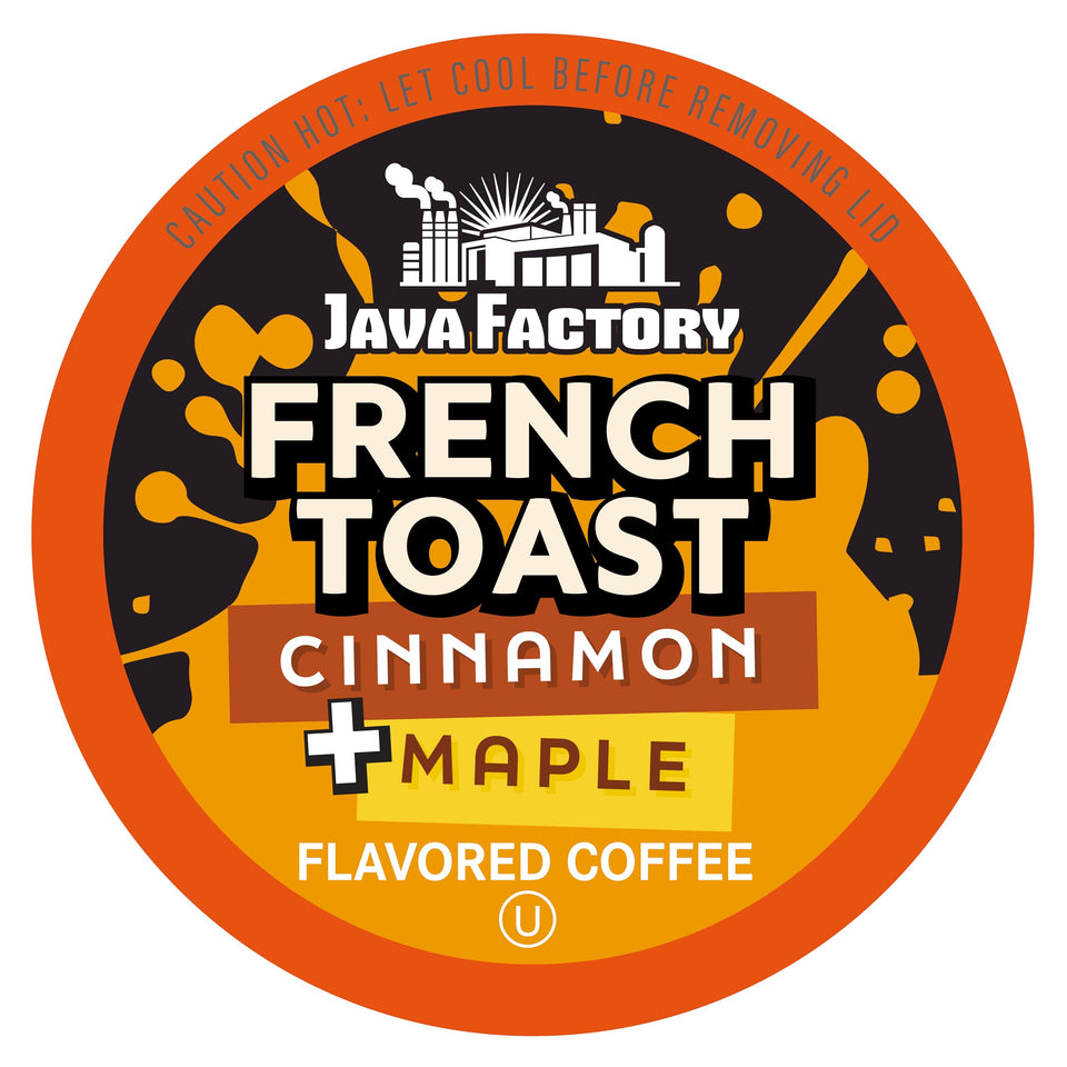 Java Factory Cinnamon Maple French Toast pod front view for quick morning brew
