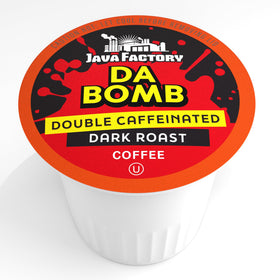 Steam rises from a Java Factory coffee cup with bold flavor