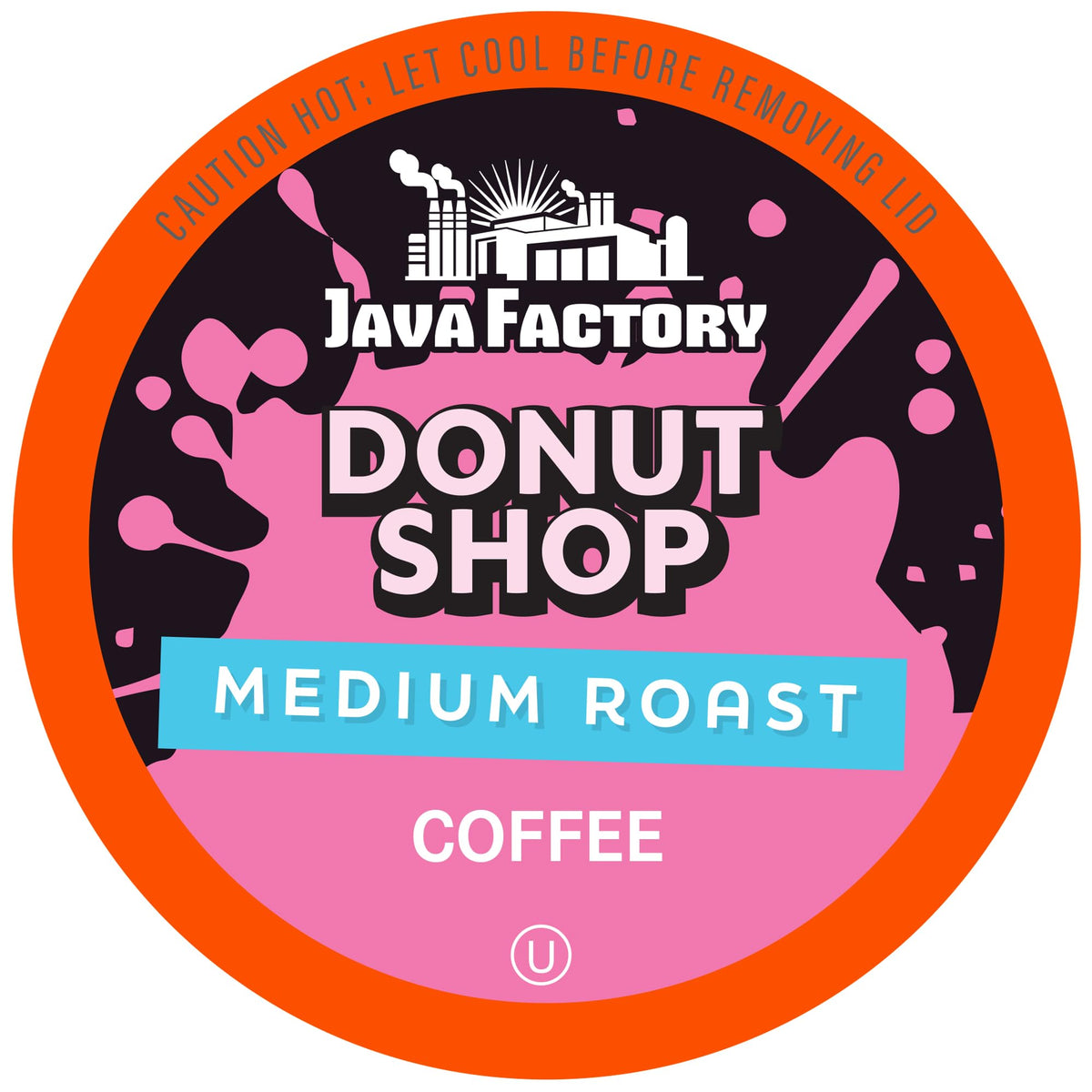Java Factory Donut Shop Blend pods box, convenient 80-count packaging for home or office.