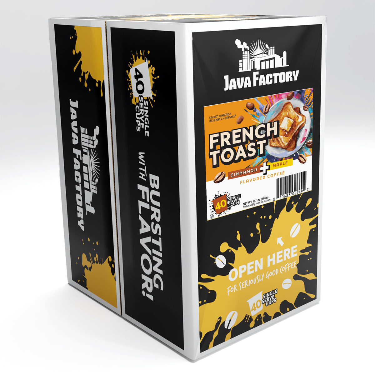 Java Factory French Toast coffee pod brew shows a comforting morning ritual.