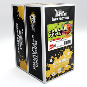 Java Factory caramel-apple coffee pod, compatible with K-Cup brewers for easy brewing.