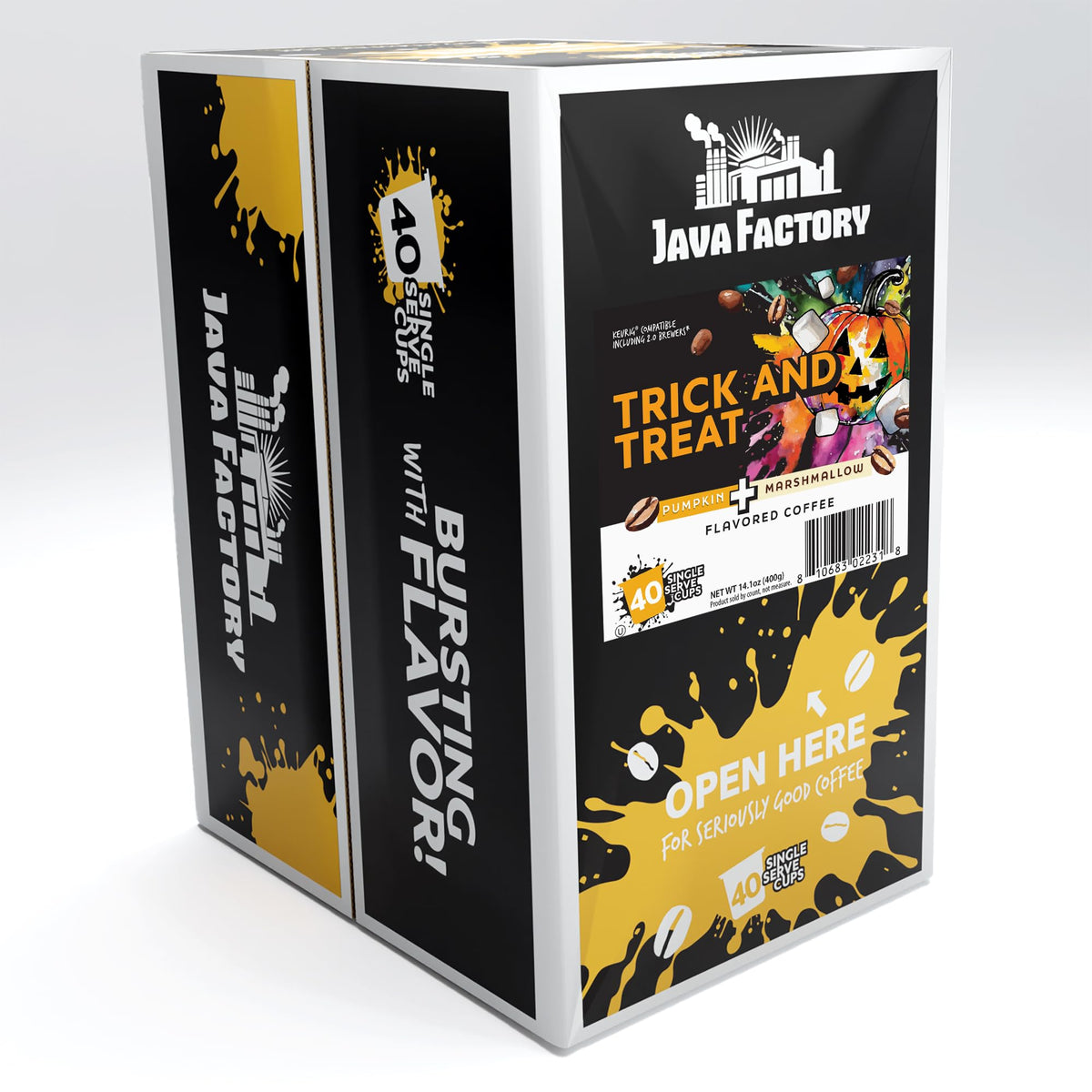 Java Factory pumpkin marshmallow-flavor pod delivering cozy autumn aroma for everyday coffee moments.
