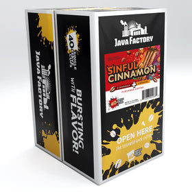 Java Factory Sinful Cinnamon coffee cup, warm flavor to start your day.