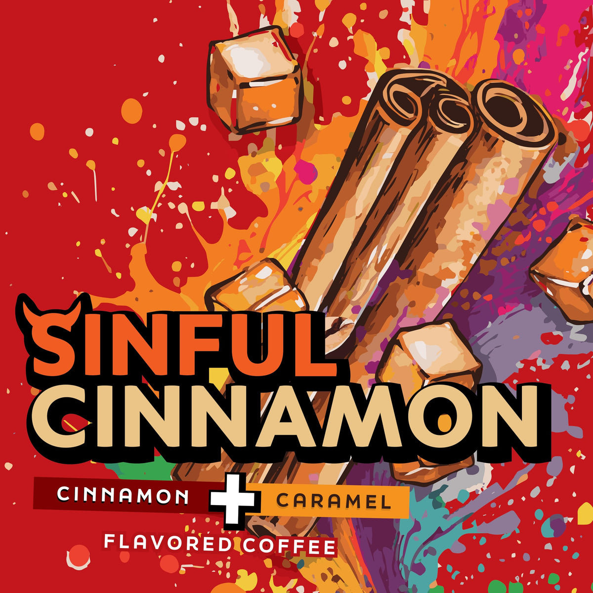 Java Factory Sinful Cinnamon steaming cup, fragrant notes in each sip.