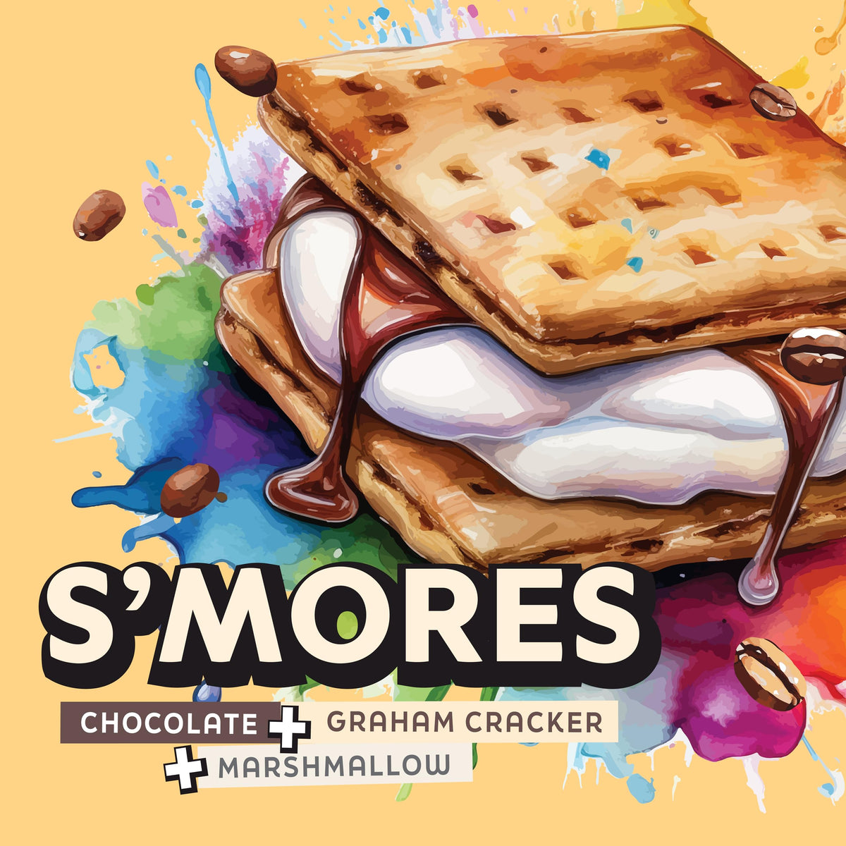 Java Factory S'mores flavor close-up emphasizes chocolate graham marshmallow balance.