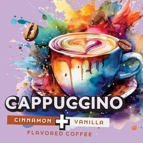 Java Factory steaming cup with creamy vanilla swirl ready to enjoy.