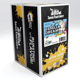 Vanilla Dream packaging shows a 40-count box for daily coffee moments.