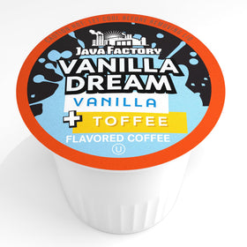 Close-up of Vanilla Dream pod releasing vanilla notes during brew.