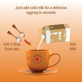 Prepared Java Frost eggnog in a clear glass with a creamy texture.