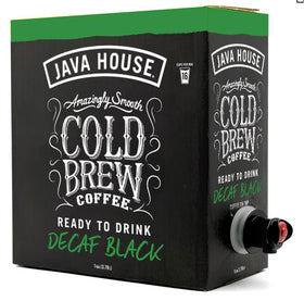 Java House 1-gallon box packaging emphasizes eco-friendly bag-in-box convenience.