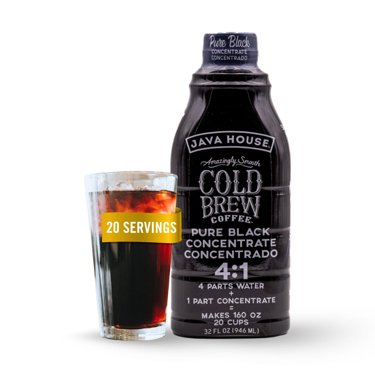 Java House cold brew bottle front view showing 32 oz size for easy brewing