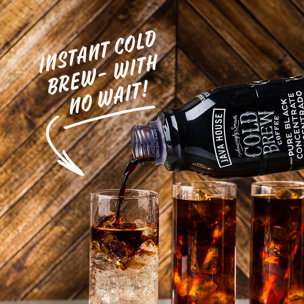 Java House cold brew glass with ice highlights smooth, low-acid flavor