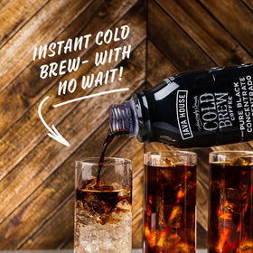 Java House cold brew glass with ice highlights smooth, low-acid flavor
