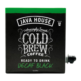 Java House decaf cold brew cup highlights chocolate and caramel notes.