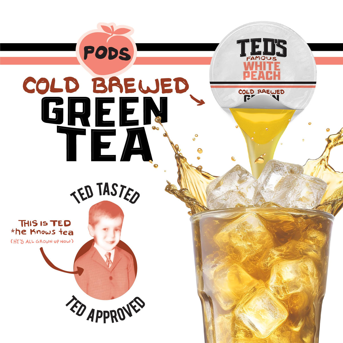 Ted's Tea provides 20-30 mg caffeine per serving for a gentle lift