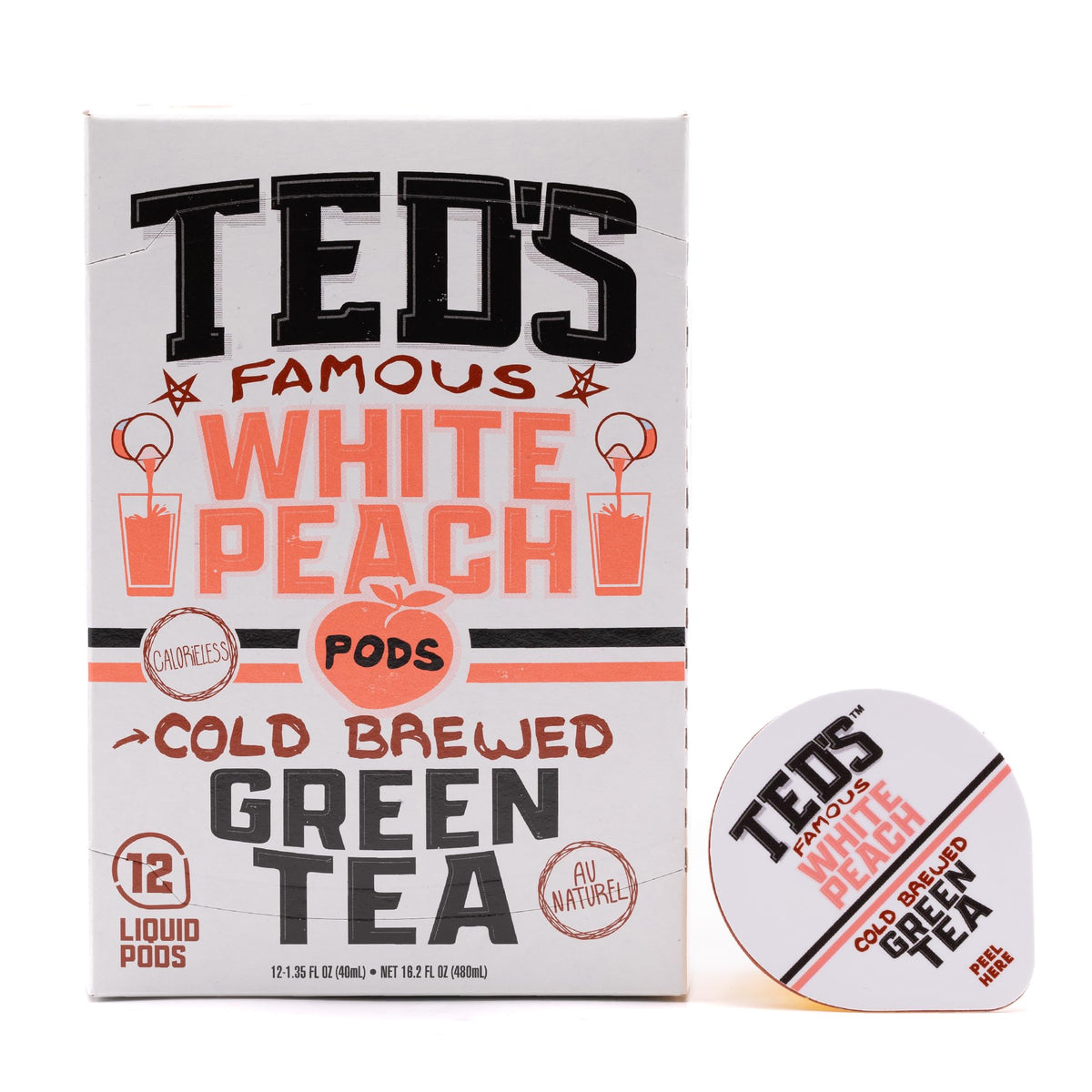 Ted's Tea white peach green tea in cup with inviting aroma and color