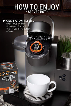 Java House travel-friendly single-serve setup for on-the-go coffee.