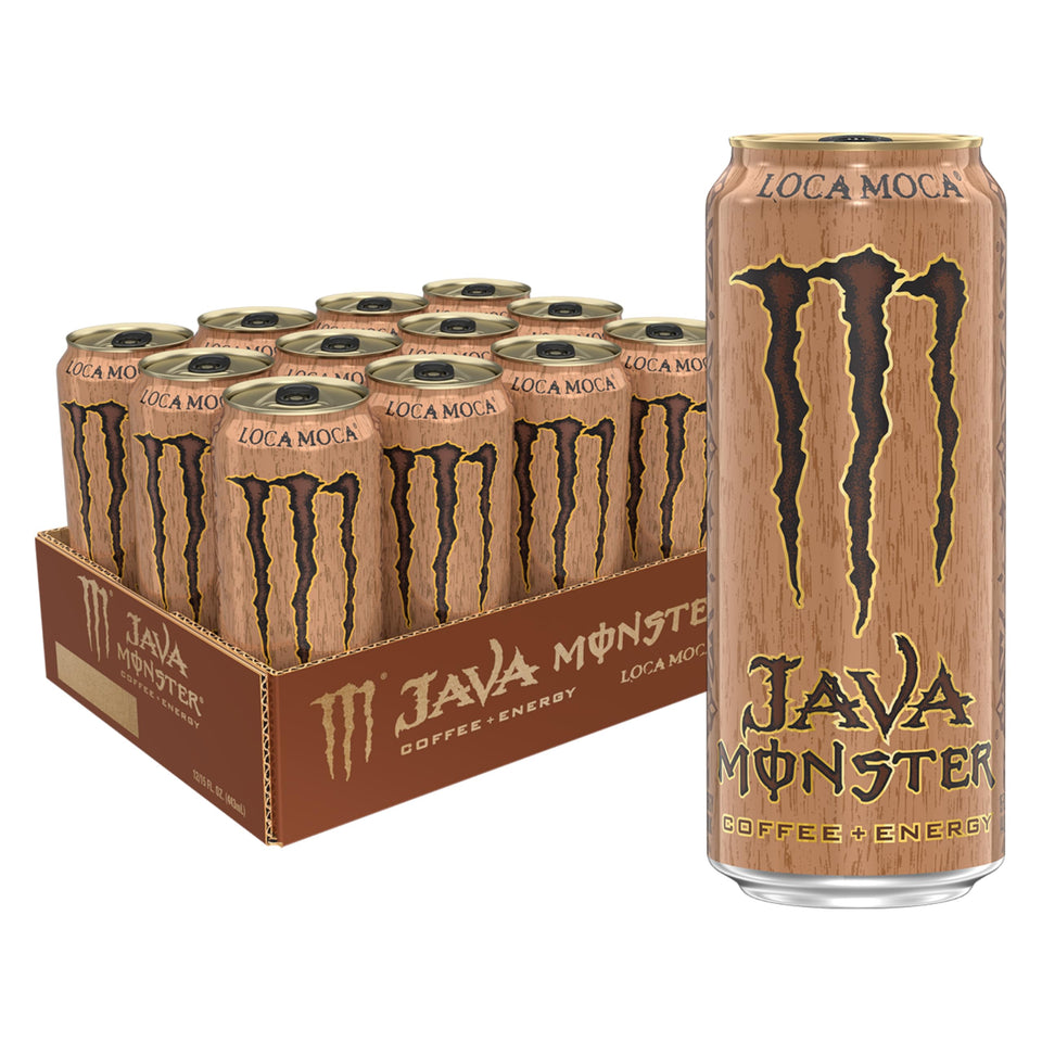 Java Monster Loca Moca can front with premium coffee energy blend