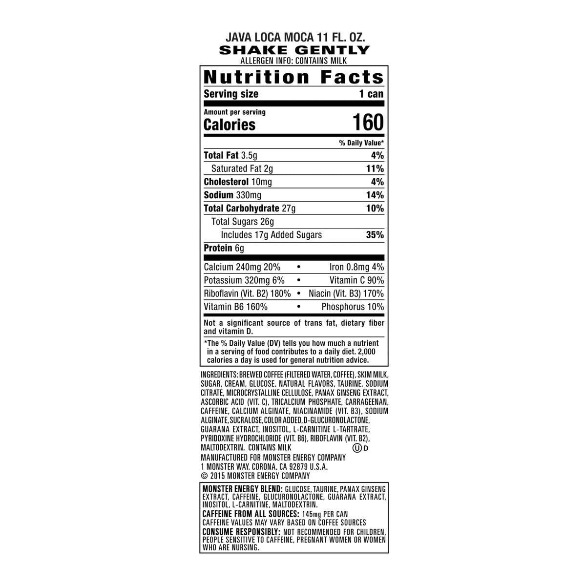 Nutrition panel shows 220 calories per can for energy planning