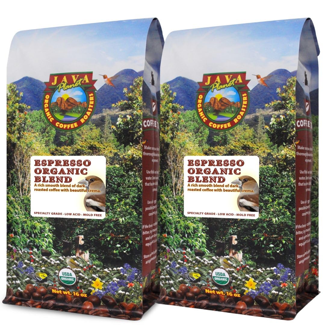 Java Planet Low Acid Organic coffee delivers crema-rich espresso flavor