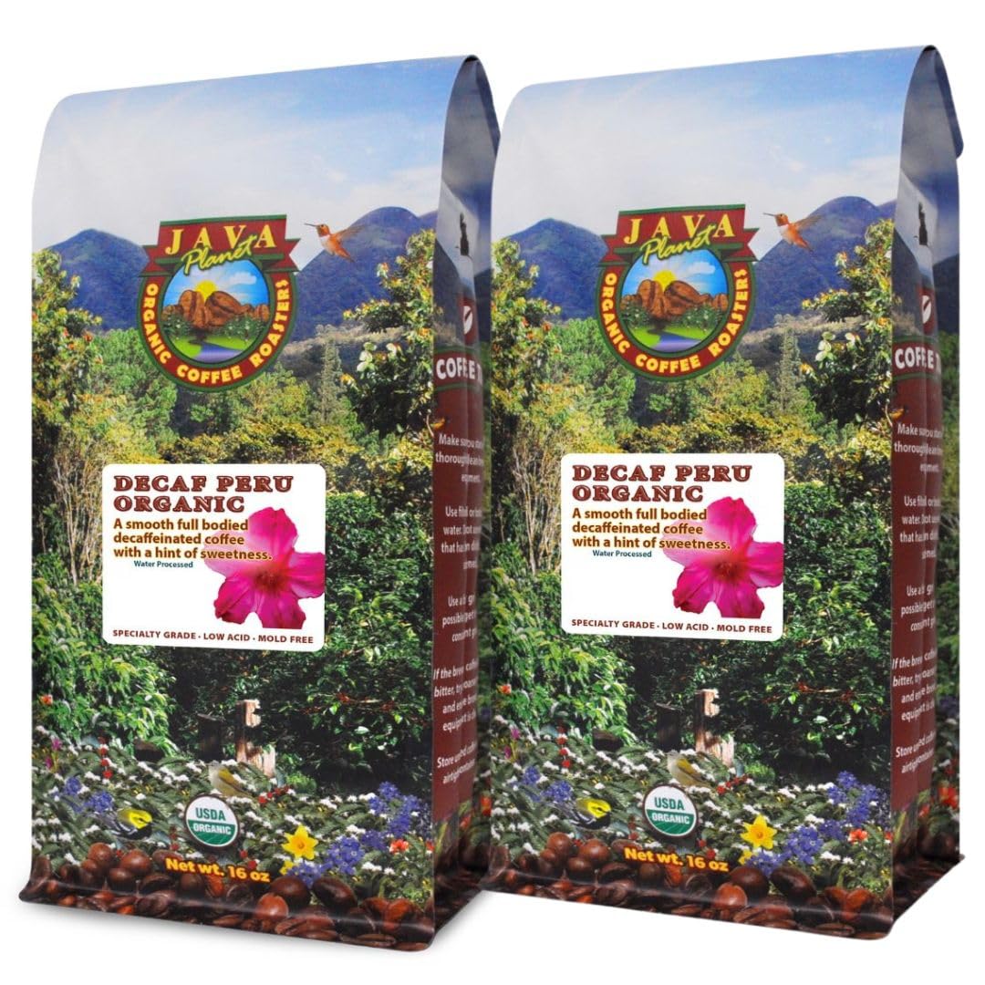 Java Planet Low Acid Organic Coffee whole beans in bag, ideal for any brewer.